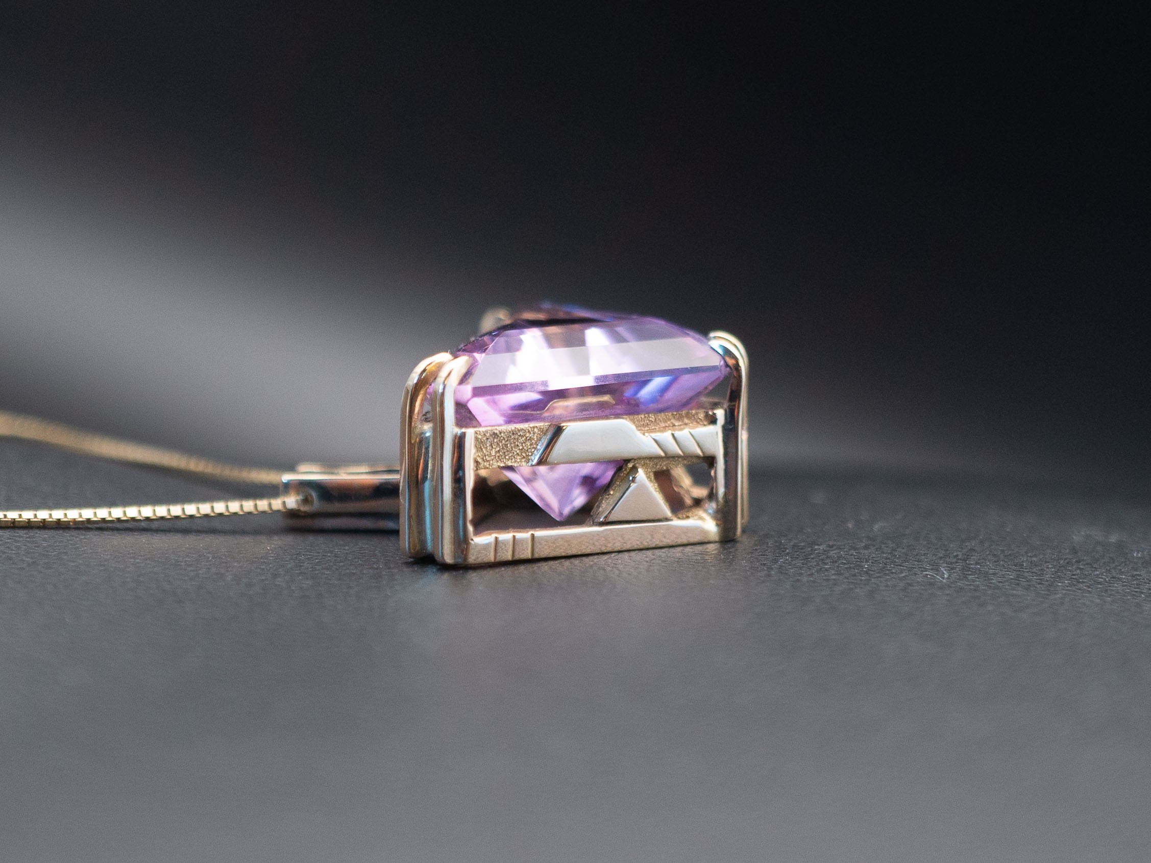 Gold Amethyst Geometric Pendant
