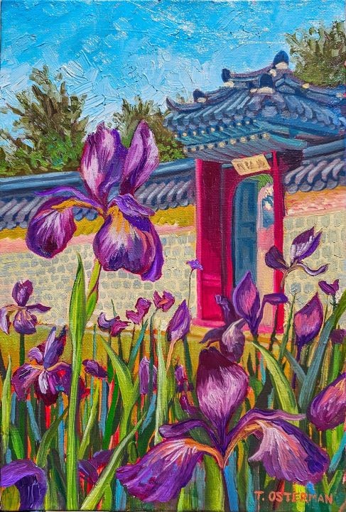 ROYAL-IRISES-GYEONGBOKGUNG-SEOUL-OIL-PAINTING-TAHNI-OSTERMAN
