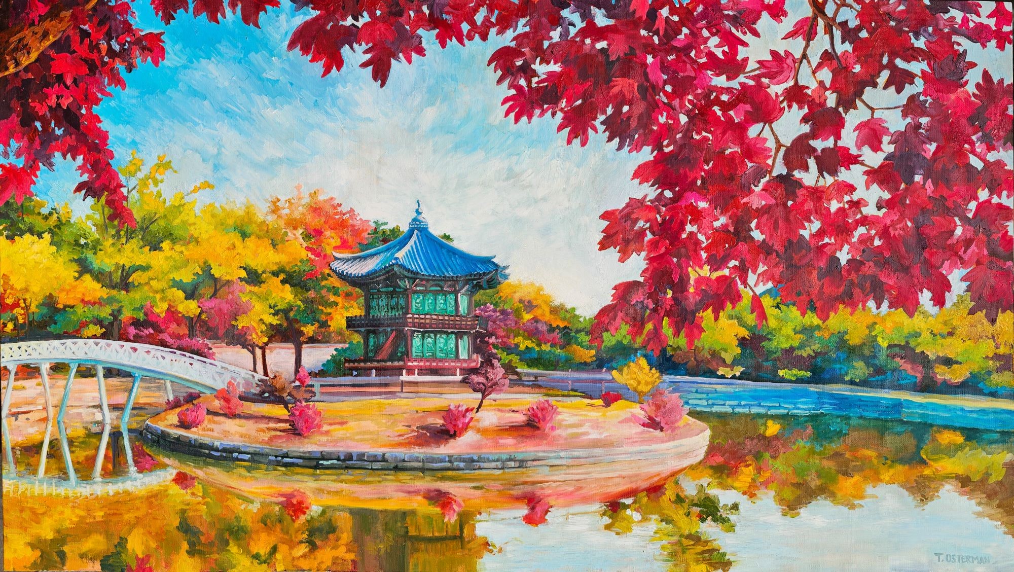 AUTUMN-ROUGE-GYEONGBOKGUNG-SEOUL-PALACE-OIL-PAINTING-TAHNI-OSTERMAN