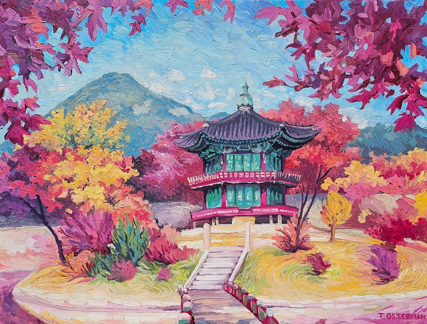 SPRING-SYMPHONY-GYEONGBOKGUNG-SEOUL-PALACE-OIL-PAINTING-TAHNI-OSTERMAN