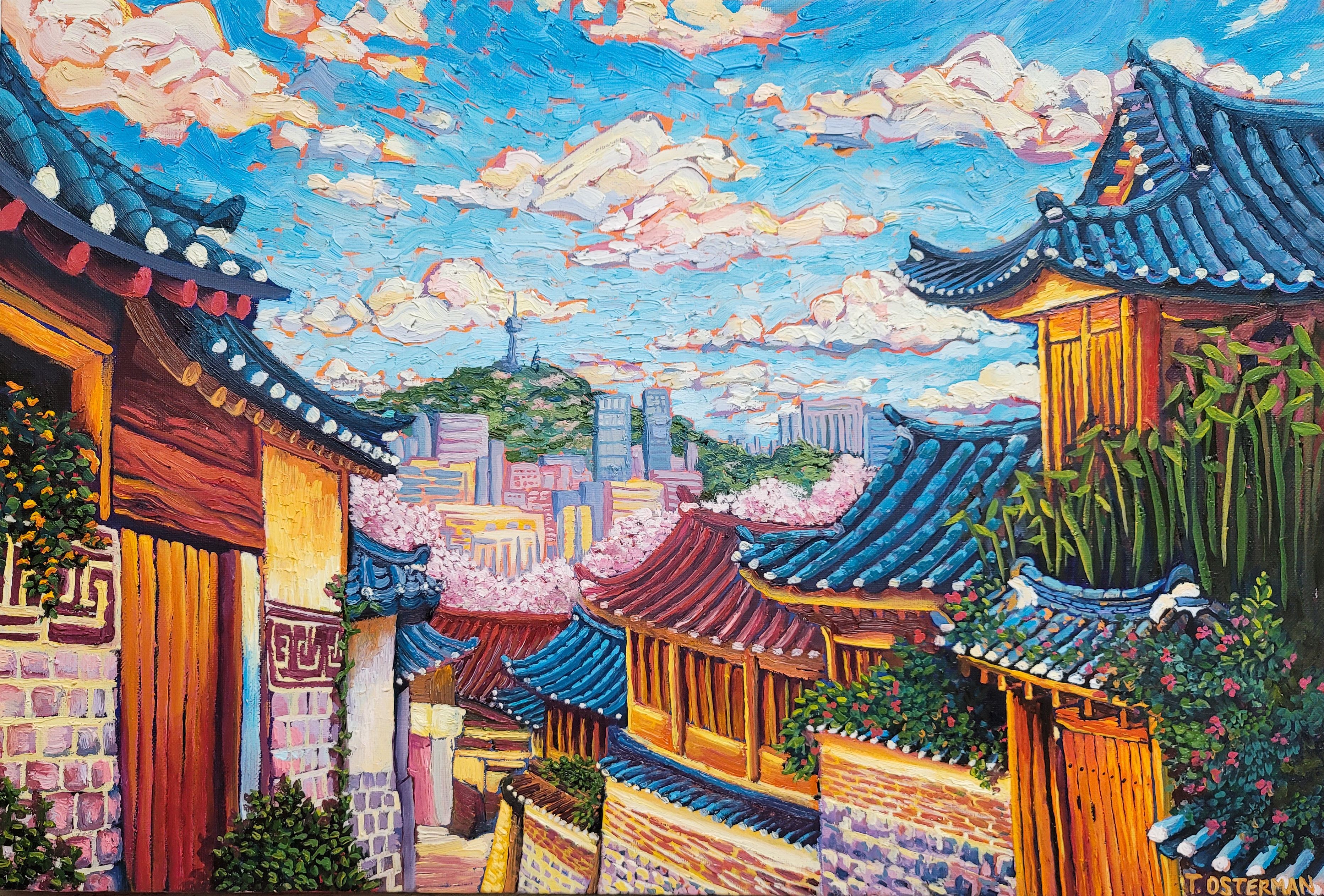 BUKCHON-HANOK-VILLAGE-OIL-PAINTING-TAHNI-OSTERMAN