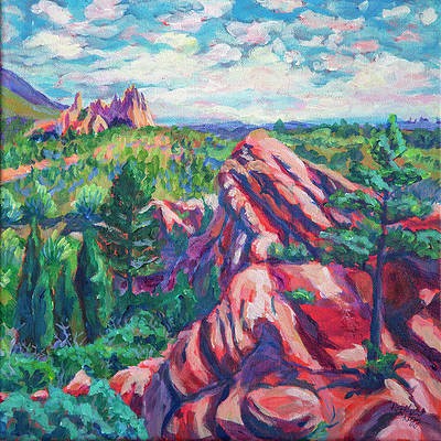 Western landscape of red rock formations found at Garden of the Gods Colorado Springs