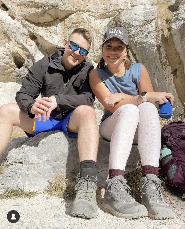Dan and Lindsey out hiking with the 2ED Hat on
