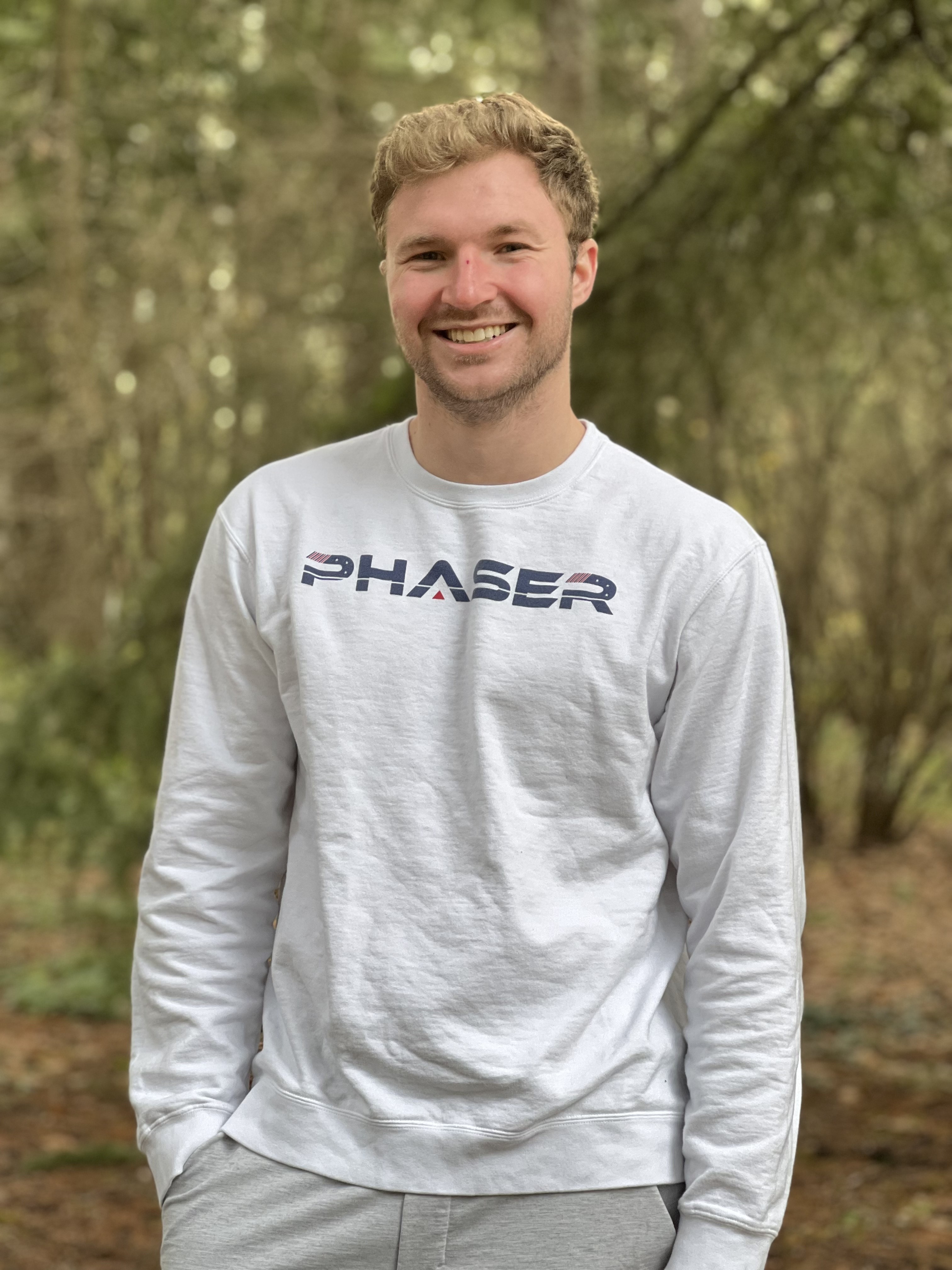 Blake Richards wearing our Phaser Space Crewneck