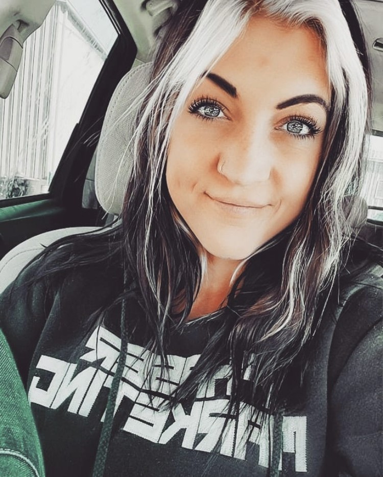 Rachel wearing our black Phaser sweatshirt