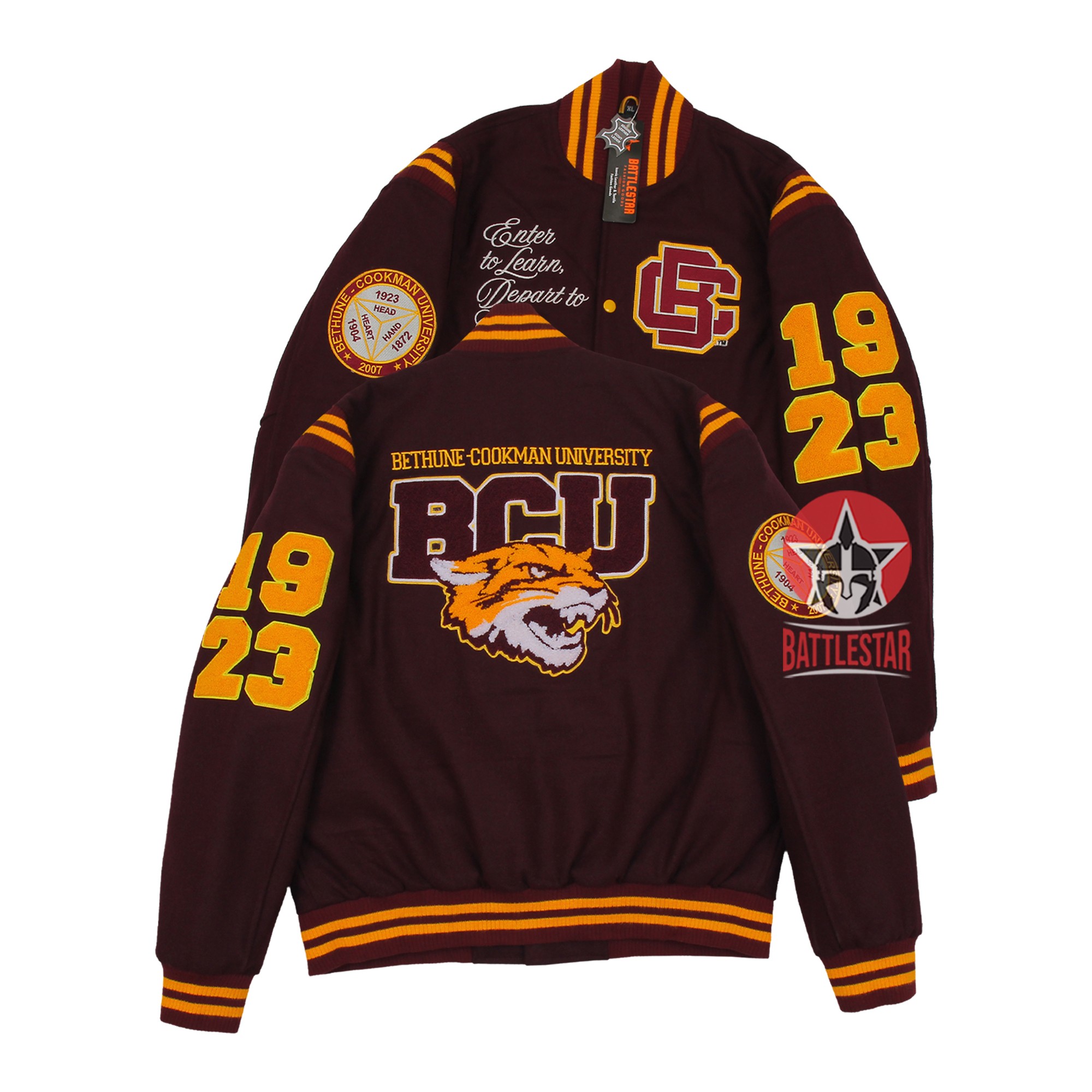 A Personalized BCU University Chenille Embroidered Letterman Jacket