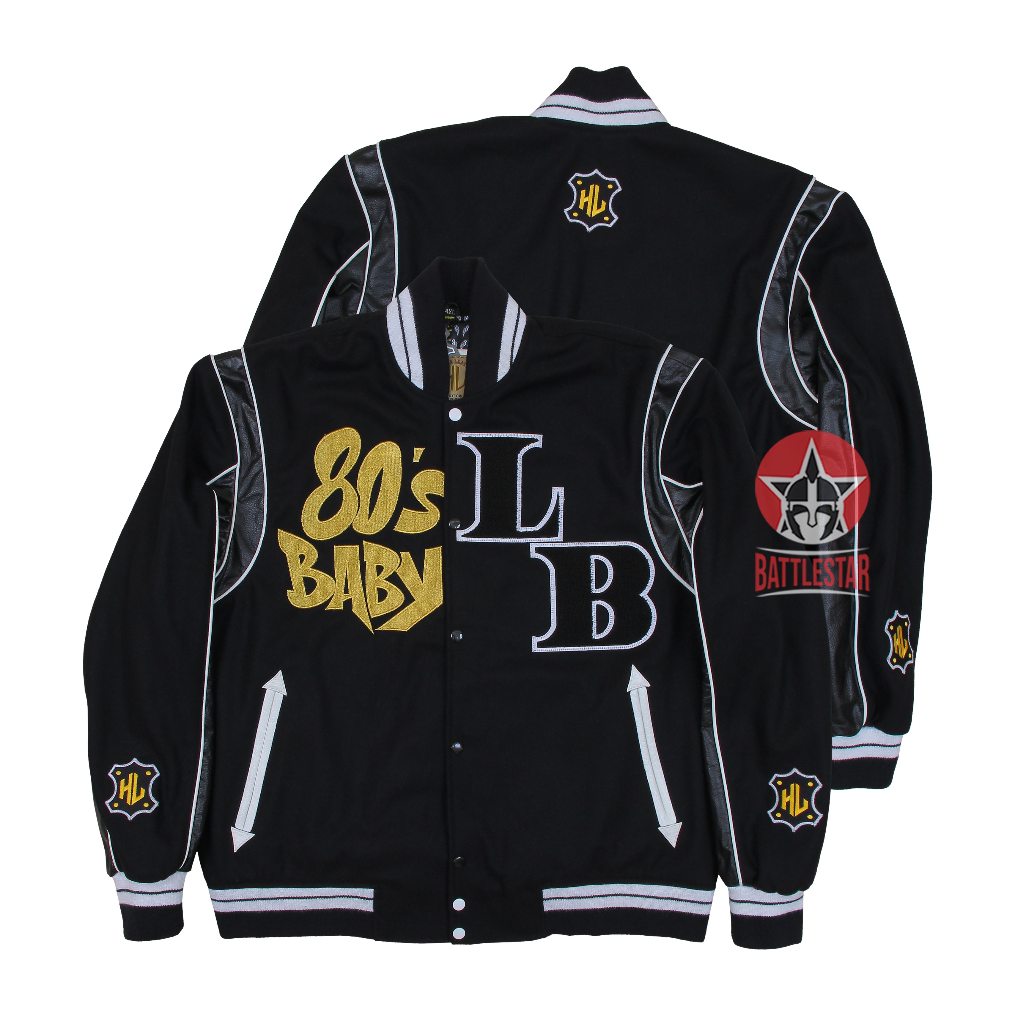 A Personalized Wool & Leather 80's Baby Letterman Varsity Jacket