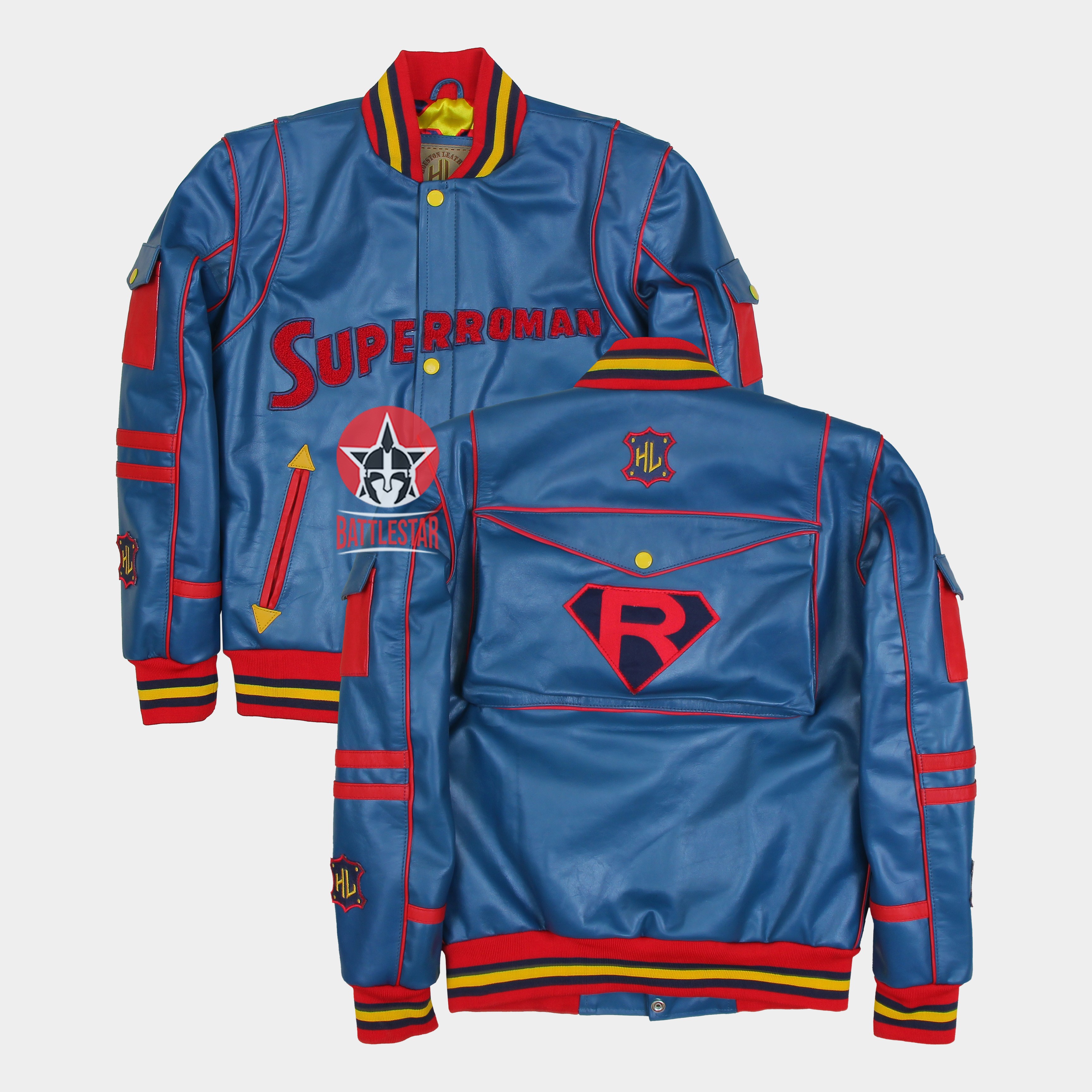 A Personalized Full Leather Embroidered Superman Jacket