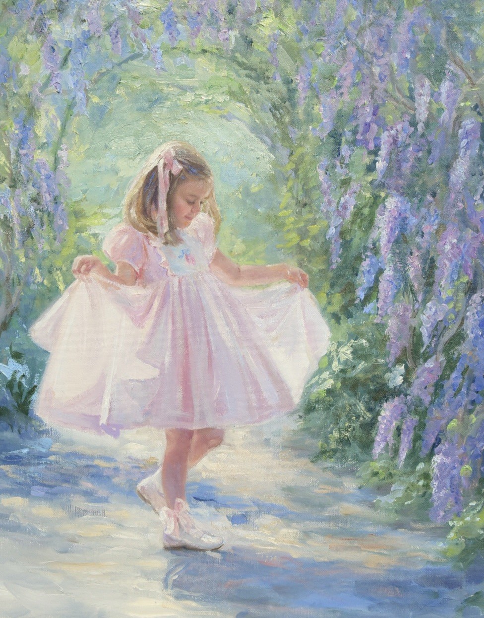 Charlotte sy Dimby pink ballerina dress wisteria oil portrait Shari Ford