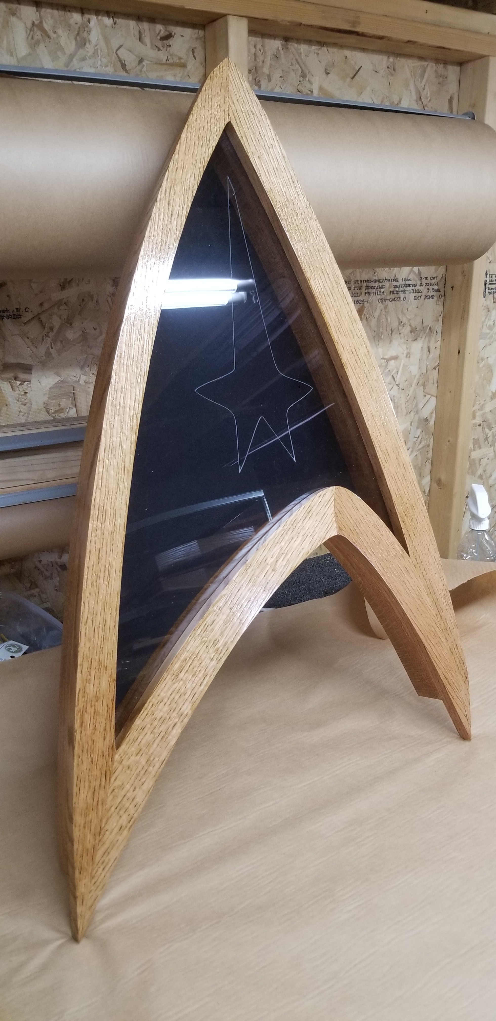 Oak Star Trek inspired shadowbox shape