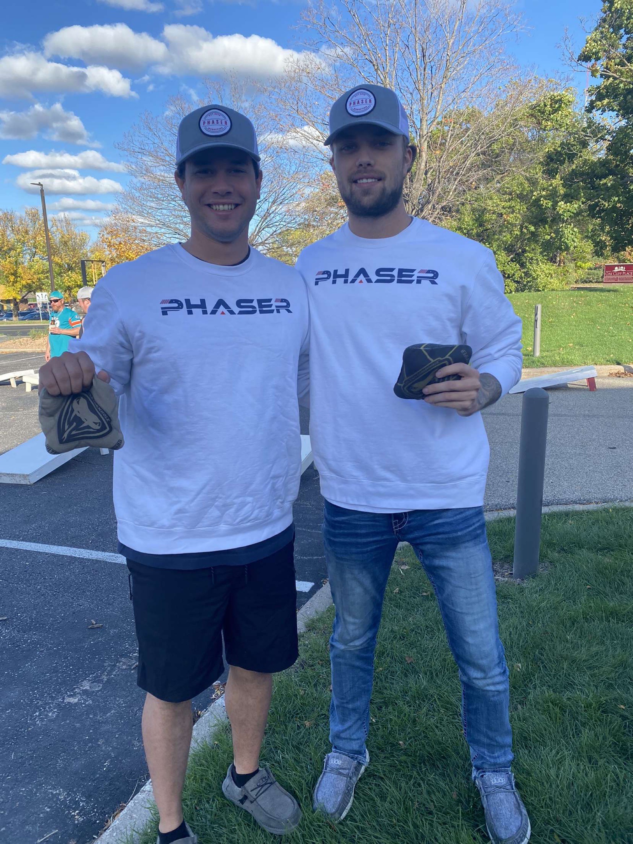 Justin and Ryan in a bags tournament repping Team Phaser