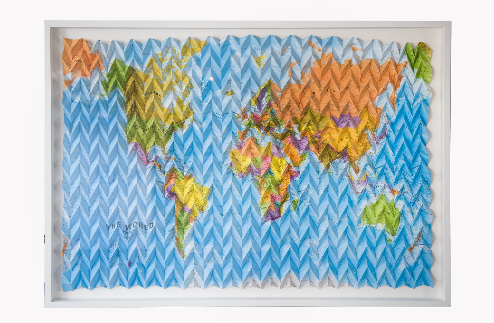 Origami Folded map of the world