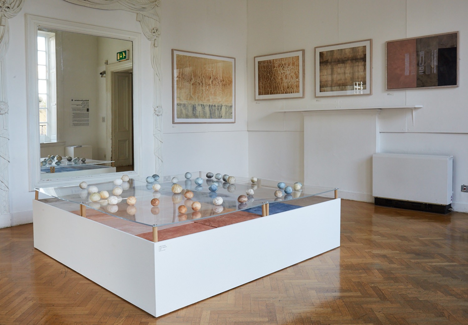 Installation of ceramics, textiles and works on paper